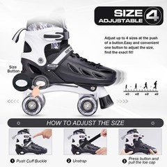 Roller Skates for Girls Ages 5-8 8-12 and Boys Teens, Adjustable 4 Sizes for …