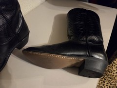 Black Leather Western Cowboy Boots US 8.5 SCL7106WT
