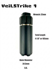 VeilStrike 4″ Matte Black 1/2″x28 Muzzle Brake Extension Tube for GBB