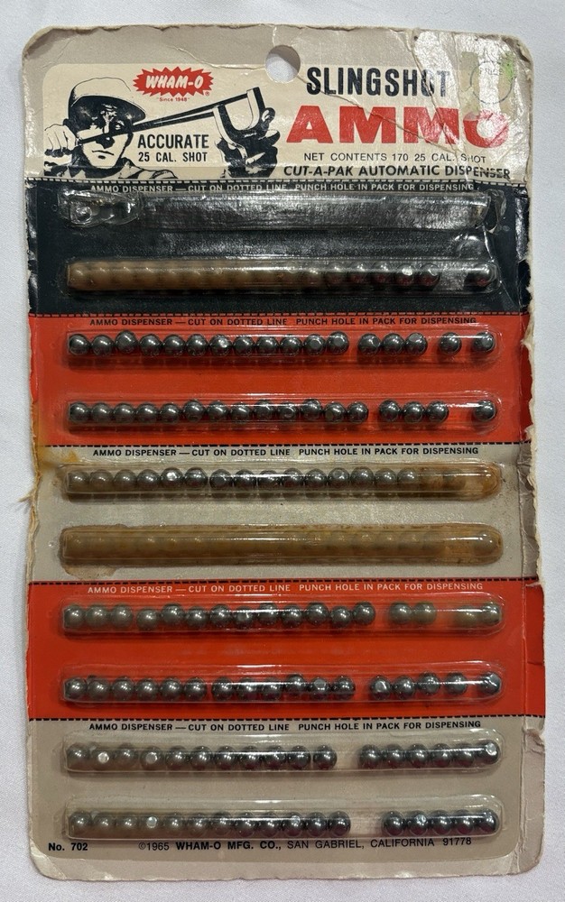 Wham-O Slingshot Ammo .25 Cal Round Ball Cut-A-Pak Automatic Dispenser 702