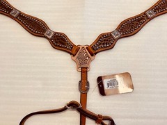 WOW! Bling Western Breast Collar Leather w/Studs, Crystal Conchos & Snake Design