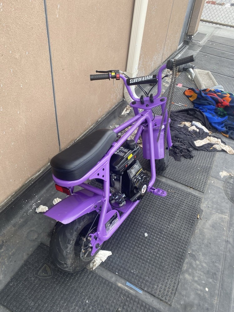 Doodle Bug Purple & Black Gas-Powered Mini Bike with Seat, Chain Drive