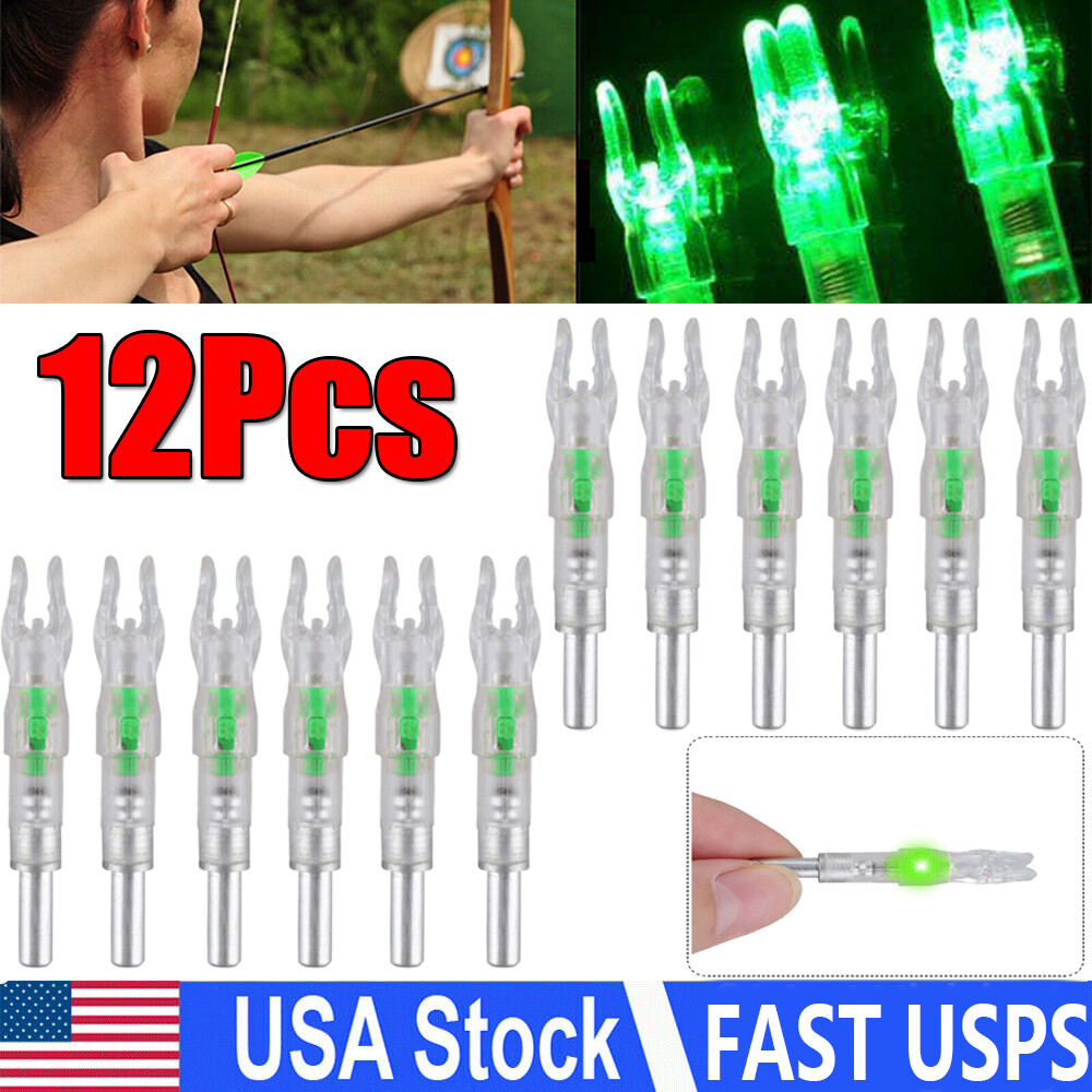12Pcs LED Arrows Lighted Nock ID 6.2mm Shooting Archery For Compound/Recurve Bow