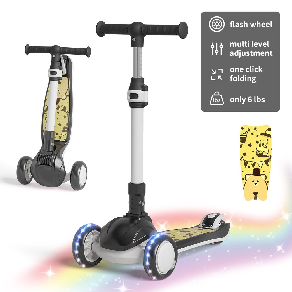 Commugo Kids 3 Wheel Scooter for Ages 3-10 Year Girls/Boys Toddler Scooter Black