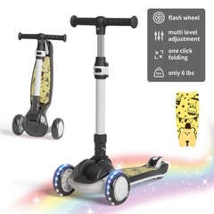 Commugo Kids 3 Wheel Scooter for Ages 3-10 Year Girls/Boys Toddler Scooter Black