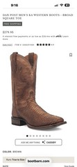 Dan Post Ka Python Print Leather Brown Western Cowboy Boots Men’s US 10.5 D
