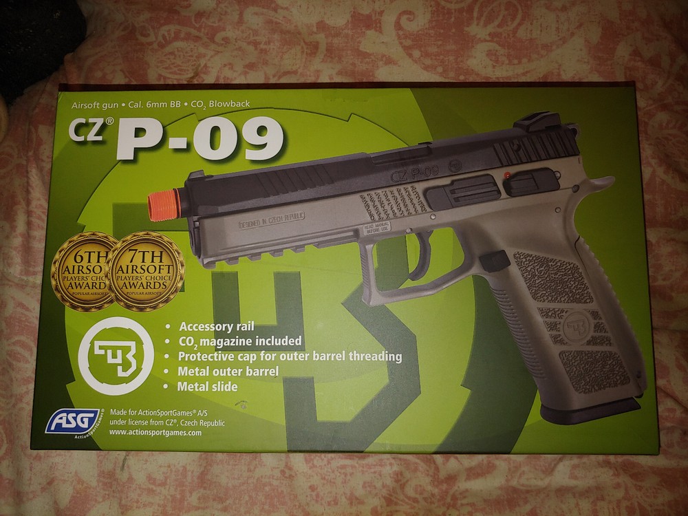 NEW ASG CZ P-09 Polymer Gas Blow Back Airsoft Pistol With Metal Slide – Black