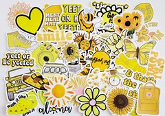 50pcs Waterproof Cute yellow/orange VSCO Stickers For Water Bottle,Journaling