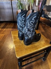 Dan Post Milwaukee Black Leather Western Cowboy Boots Gray Stitched, US 10.5