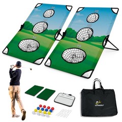 UltraGolf 2-in-1 Golf Cornhole Chipping Game 23 inches x 37″, Green and black