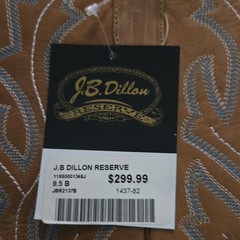 J.B. Dillon Reserve Women’s Tan Leather Western Boots Silver Stitch 9.5