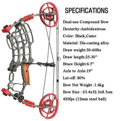 Steel Ball Dual-use Bow Kit Arrows 30-60lbs Hunting Shooting Fishing Archery AU