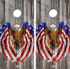Red White Blue Bald Eagle Vintage Cornhole Board Decal Wrap FREE SQUEEGEE