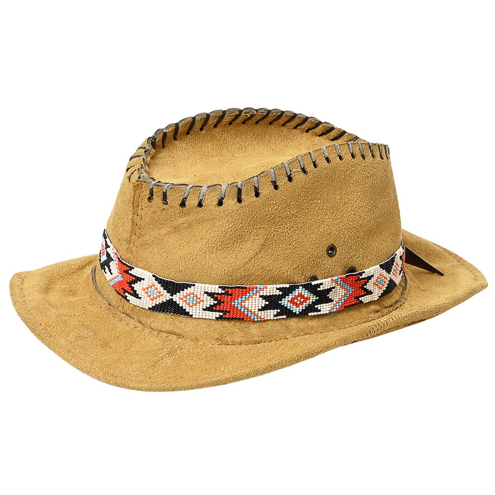 14HS HILASON Beaded American Style Western Cowgirl Handmade Hatband Tan