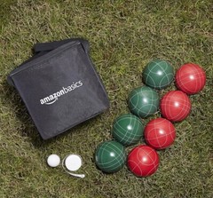 Amazon Basics Bocce Ball Set, 100mm, Green/Red/White