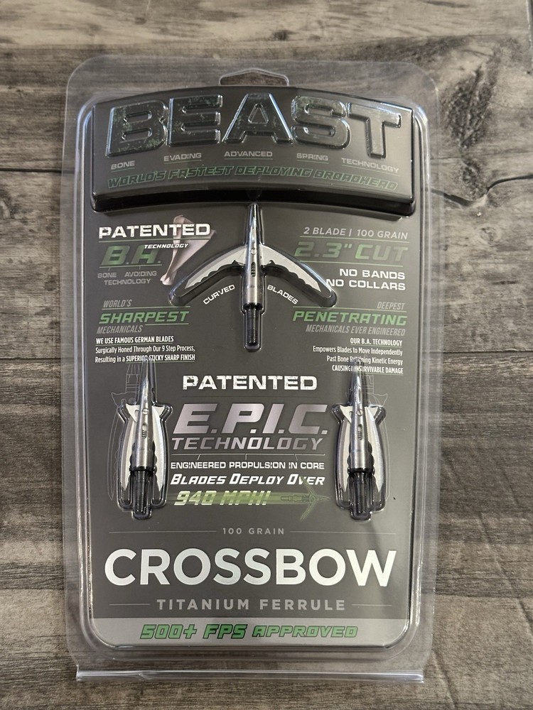 Beast Broadheads Titanium Crossbow Broadheads 100gr 2.3” Cut