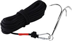 Stainless Steel Outdoor Grappling Hook with 65ft Rope & 3-Claw Climbing Hook