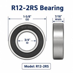 R12-2RS Ball Bearings 3/4″ x1-5/8 x7/16 10 Pack, Double Sealed Pre-Lubricated…