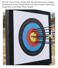 2PCS 20” EVA Archery Target Block w/ Papers, Pins & Arrow Puller