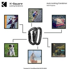2 AutoLocking 24kN Carabiner Clips Heavy Duty Aluminum DRing Twist Lock Climbing