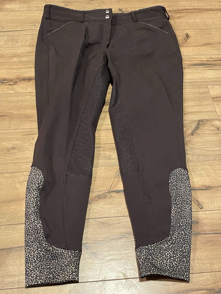 Dover Saddlery Brown Animal Print Pants Equestrian Horse Riding Women’s Size 34