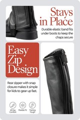 Unisex Soft Leather Zip-Up Equestrian Kids Half Chaps for Horseback Riding | See
