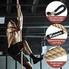 Climbing Rope Gym Exercise Ropes – 1.5 Inch Diameter 10FT 15FT 20FT 25FT 30FT 35