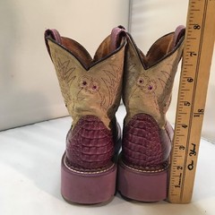 Ariat Fatbaby Western Boots Kids Size 12 Purple Croc Print Suede Embroidery