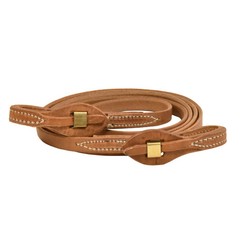AJ Tack Harness Leather Brass Quick Change Roper Reins – 5/8in x 8ft