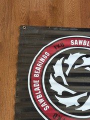 FKD SKATEBOARD BEARINGS(PLAN B) VINTAGE SAWBLADE LOGO BLACK VINYL BANNER 32×30”