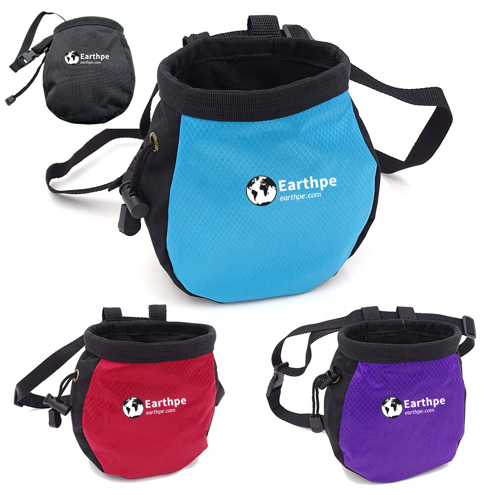 Climbing Chalk Bag w/ Strawstring Zipped Pocket Adjustable Belt Gymnastics US