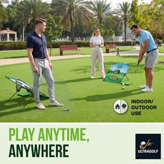 UltraGolf 2-in-1 Golf Cornhole Chipping Game 23 inches x 37″, Green and black