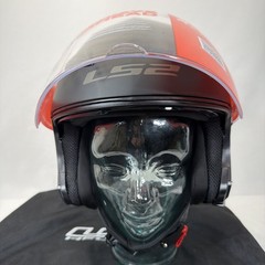 LS2 Track Party Helmet Matte Black Open Face Motorcycle XXL OF569 Clear Visor