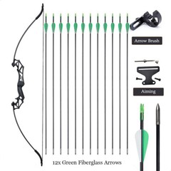 54″ Takedown Recurve Bow Set&Bow Sight&Arrow Rest Hunting+12pcs Arrows Archery