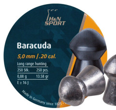 H&N Baracuda Premium 250 Count DOMED 5mm .20 Caliber Pellets MADE IN GERMANY
