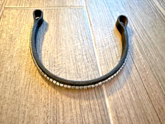Black Leather Browband with Metal Beads for Horse bridle. 15″ by 1/2″