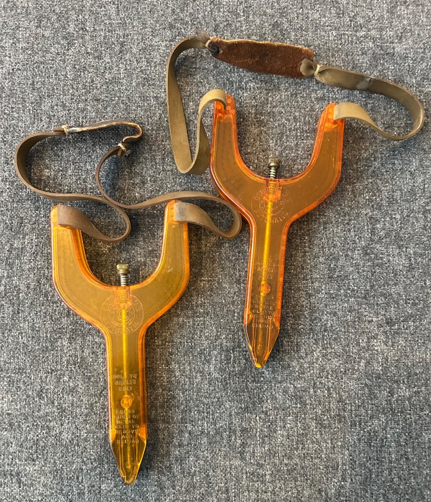 Pair of RARE Vintage OSBORNE BB Automatic Slingshot ( lot of 2 ) – Orange