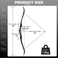 62″ ILF Takedown Recurve Bow 25-60lbs Right Hand Hunting Target Shoting Archery