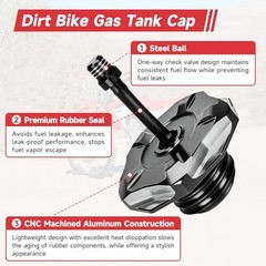 CNC Aluminum Motorcycle Gas Cap Compatible with CRF110 CRF125, Dirt Bike Fuel