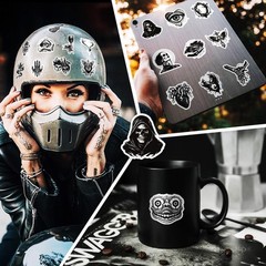 200 Pcs Black and White Gothic Stickers Waterproof Decals for Water Bottles