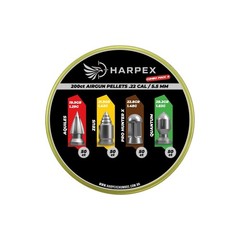 HARPEX Aquiles 200 Count / 4 Type 5.5mm .22 Caliber HUNTING PELLETS SAMPLER