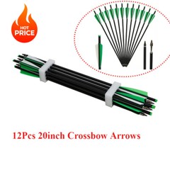 12PCS 20 Inch Hunting Carbon Crossbow Bolts 4″ Vanes Archery Crossbow Arrows