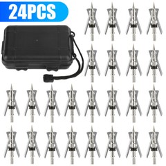 24PCS Hunting Arrowhead 100 Grain Archery Broadheads 2″ Dia Expandable W/2 Blade