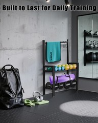 Two Tier Dumbbell Rack 20 IN Length Adjustable small Weight Stand black