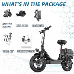 GQ8 14″ Adults Foldable E-Scooter with Seat 500W 48V 15Ah Battery Commuter 20mph