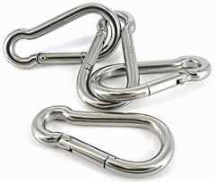 316 Stainless Steel Heavy Duty Carabiner Clips 4 Pack Spring Snap Hooks for Gym