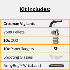 Crosman Vigilante CO2 Revolver Air Gun Kit – .177 Cal Pellet/BB Air Pistol