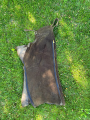 Vintage Adult Brown Leather Chaps Talon Zipper Western Wear Cowboy Weathered