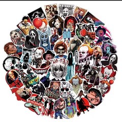 25 Piece Mix Lot 2” Horror Movie Stickers Decals, Water Bottle, Halloween Random