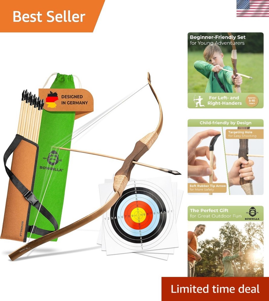 Wooden Bow and Arrow for Kids with 10 Arrows, Quiver, 3 Targets & Storage Bag…